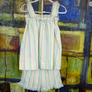 Lulu Bebe multi striped shorts set girls size 6